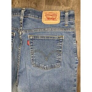 Levis 550 Jeans 12M 32x32 Relaxed Boot Womens Blue Denim Distressed Y2K Thrashed